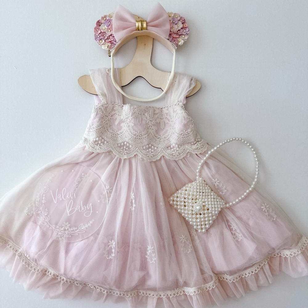 Elegant Pink Lace Kids Dress